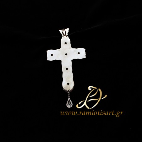 pectoral cross for priest silver decorated with cubic zirconia