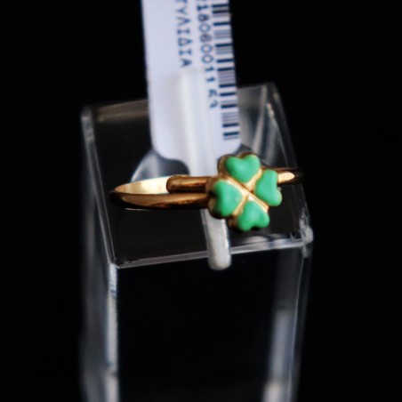children's ring gold green clover