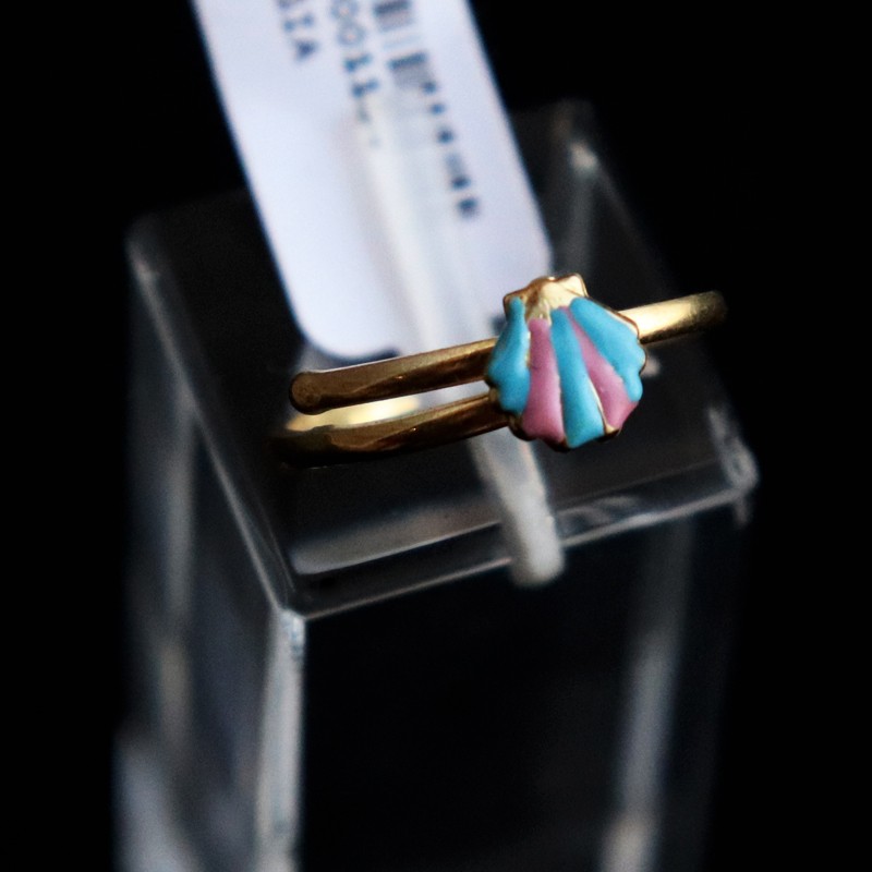 children's gold ring blue - pink shell