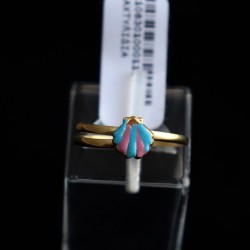 children's gold ring blue - pink shell 2