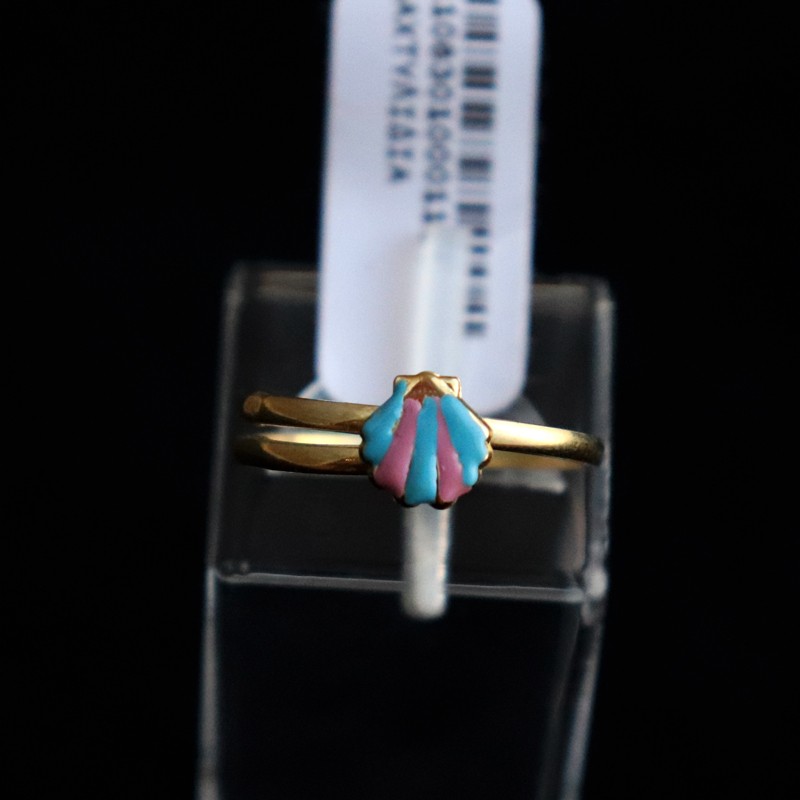 children's gold ring blue - pink shell