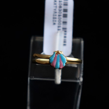 children's gold ring blue - pink shell