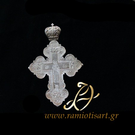 σταυρος επιστηθιος ιερατικος μικρος ασημενιος μασιφ