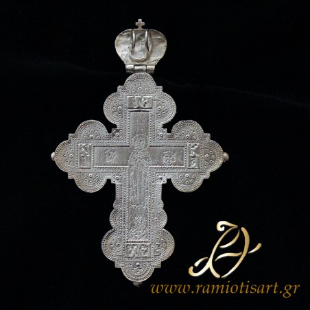 σταυρος επιστηθιος ιερατικος μικρος ασημενιος μασιφ